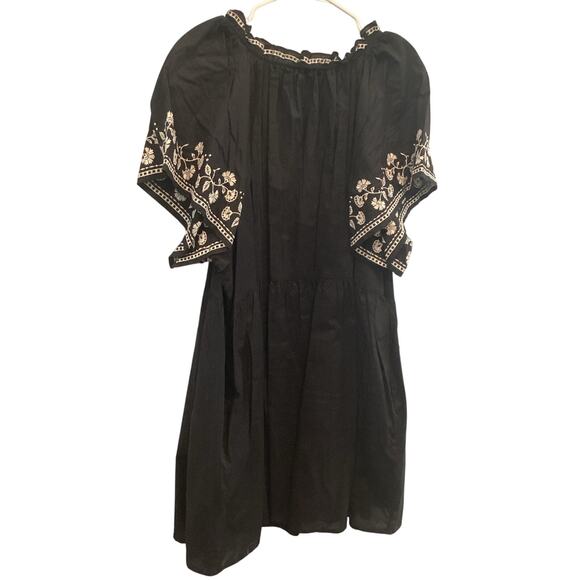 Old Navy Womens Peasant Dress Plus Size XXL Black White Embroidered Resort Boho - Picture 4 of 10